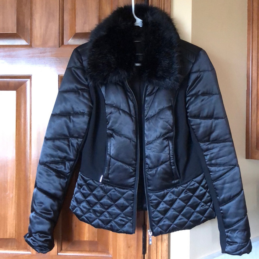 WHBM black winter coat size small.